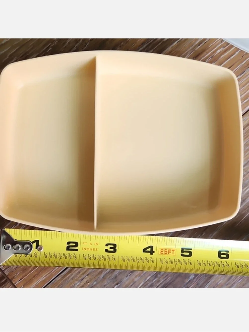 Vintage Tupperware Slim Deli Divided Lunch Container Sand Tan Muted Yellow
